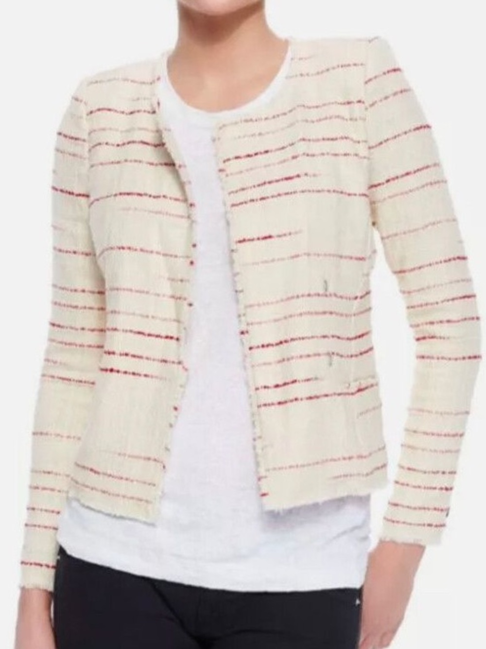 Isabel Marant Étoile Glenn striped tweed jacket in ivory and red